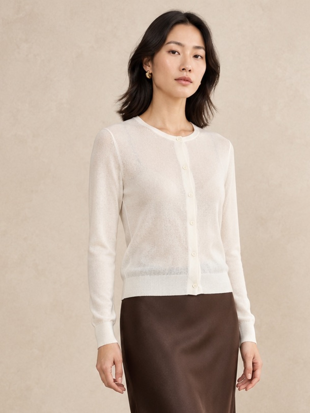Ça Va de Soi Simone Snow Ivory Super 140 Merino Cardigan Sz M